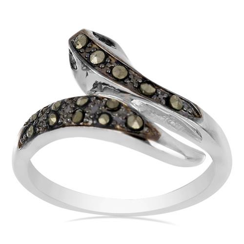 BUY 925 SILVER AUSTRIAN MARCASITE GEMSTONE SNAKE RING